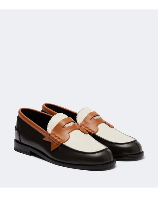 Christian Louboutin Brown Plato Leather Penny Loafers