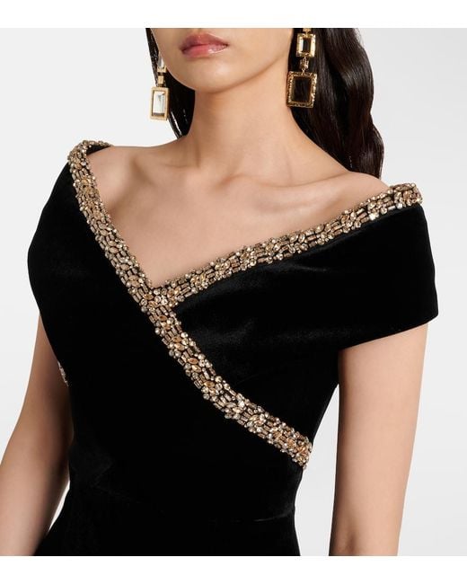 Roland Mouret Black Embellished Velvet Gown