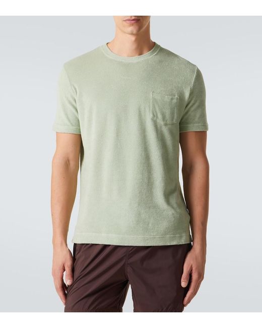 Fedeli Green Cotton Terry T-Shirt for men