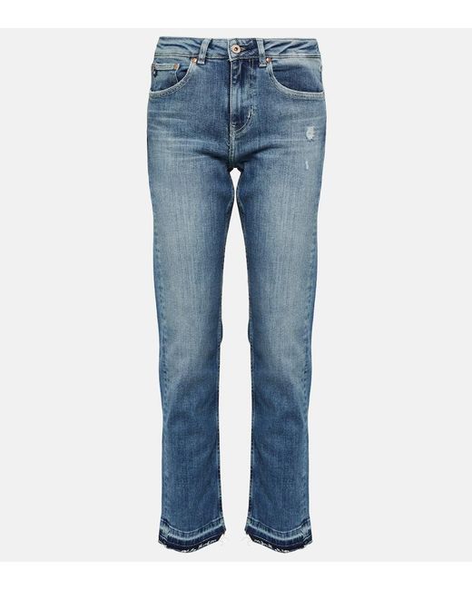AG Jeans Blue Girlfriend Mid-rise Straight Jeans