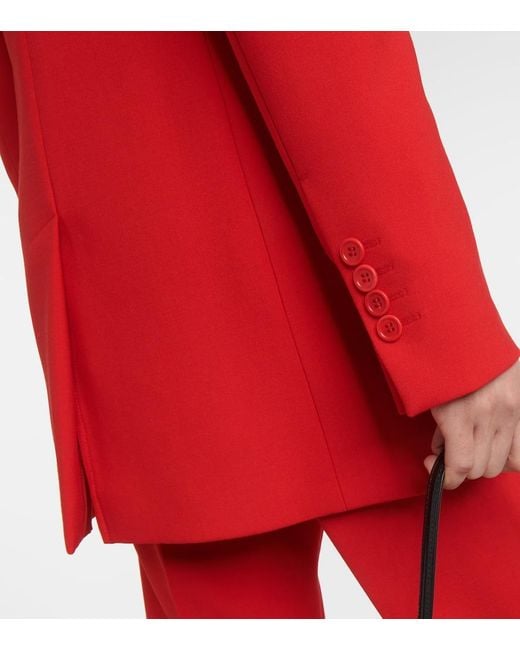 Sportmax Red Vischio Double-Breasted Wool-Blend Blazer