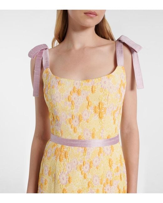 Markarian Metallic Acacia Embroidered Brocade Corset Dress