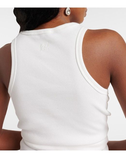 Magda Butrym White Gathered Cotton-Blend Tank Top
