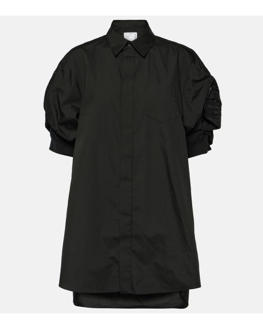 Robe chemise en coton melange Sacai en coloris Black