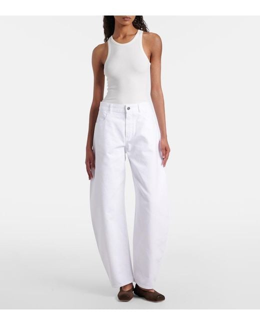 Alaïa White Mid-Rise Barrel-Leg Jeans