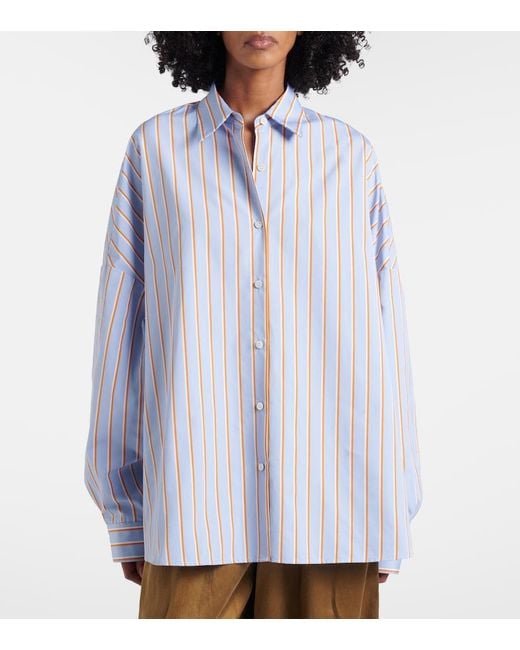 Dries Van Noten Blue Striped Cotton Shirt