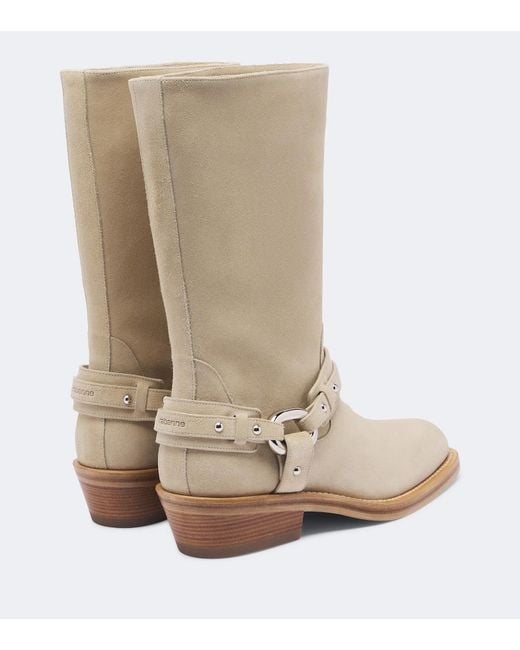 Rabanne Natural Suede Biker Boots