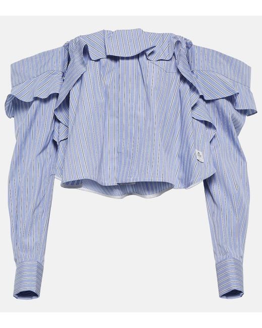 Sacai Blue X Thomas Mason Striped Cotton Shirt