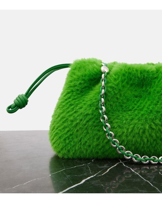 Loewe Green Clutch Flamenco Small Aus Faux Fur