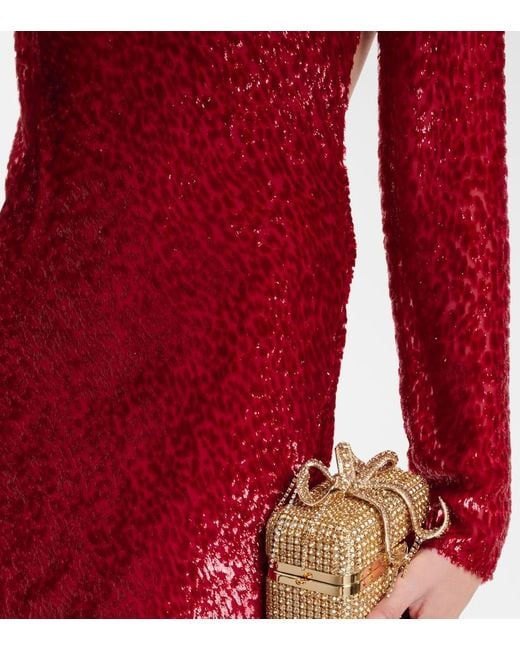 Self-Portrait Red Fil Coupe Cutout Maxi Dress