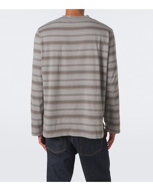 Our Legacy Gray Box Striped Cotton Jersey T-Shirt for men