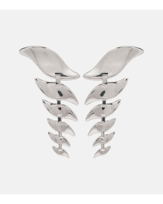 Khaite White Leaf Drop Earrings