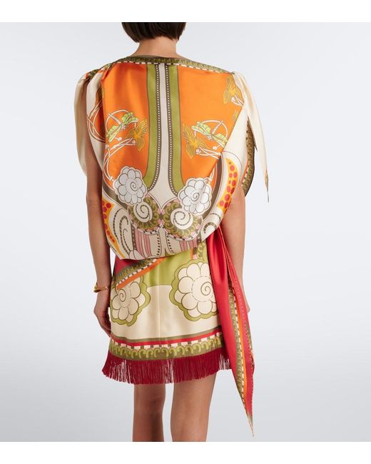 LaDoubleJ White Full-On Printed Silk Twill Top
