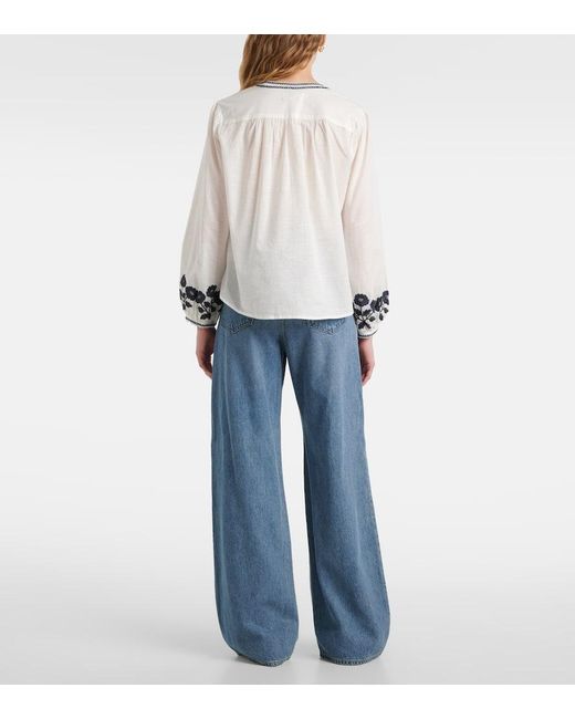 Velvet White Bestickte Bluse Rahwa Aus Baumwolle