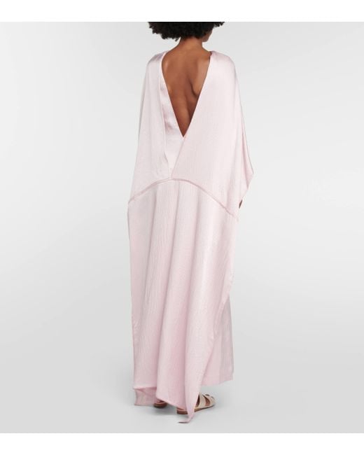 Gabriela Hearst Pink Caped Silk Satin Gown