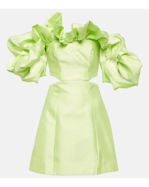 ALÉMAIS Green Suzi Off-shoulder Minidress