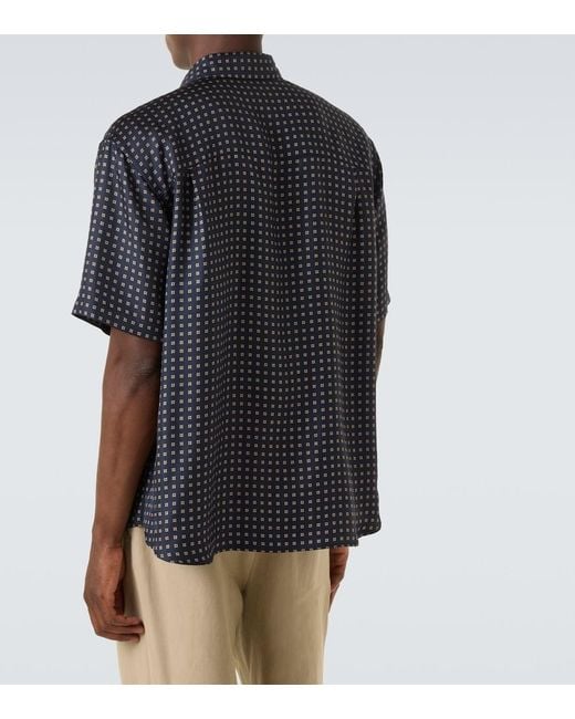 Saint Laurent Blue Printed Silk Shirt for men