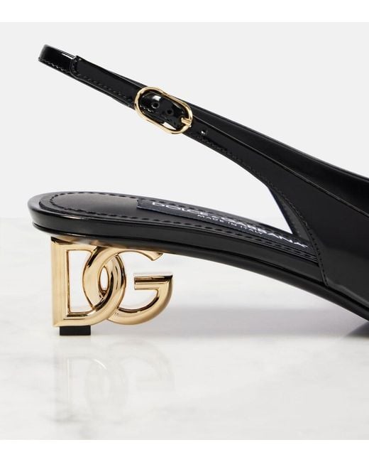 Dolce & Gabbana Black Jackie Dg 40 Patent Leather Slingback Pumps