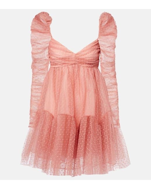 Zimmermann Pink Ruched Tulle Minidress