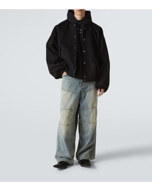 Balenciaga Black Wool Bomber Jacket for men