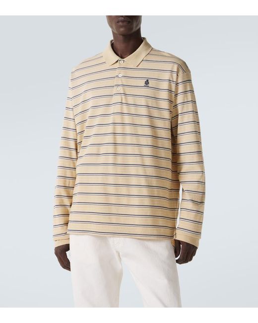 Prada Natural Striped Cotton Pique Polo Shirt for men
