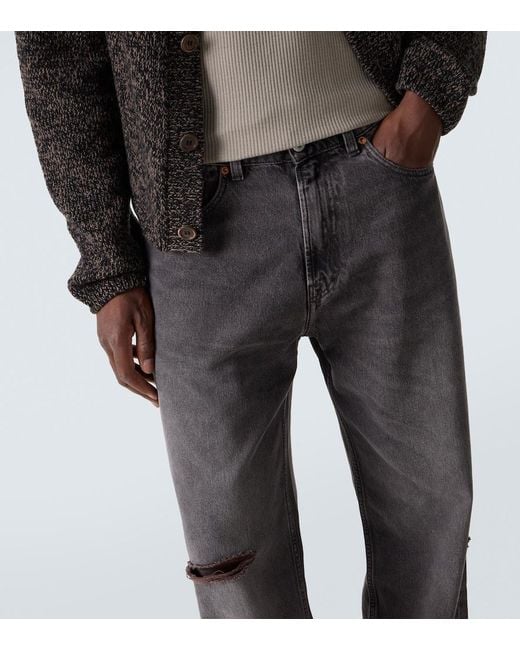 Our Legacy Gray Third Cut Distressed Wide-Leg Jeans for men