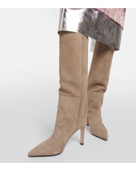 Jimmy Choo Natural Alizze 85 Suede Knee-high Boots