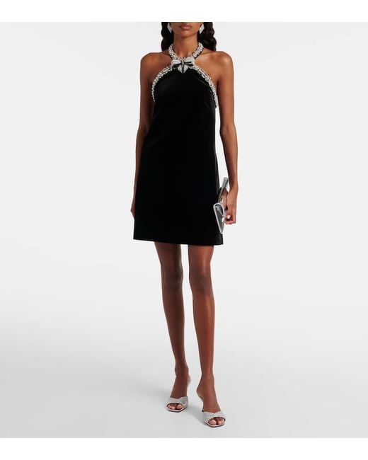 Self-Portrait Black Verziertes Minikleid Aus Samt