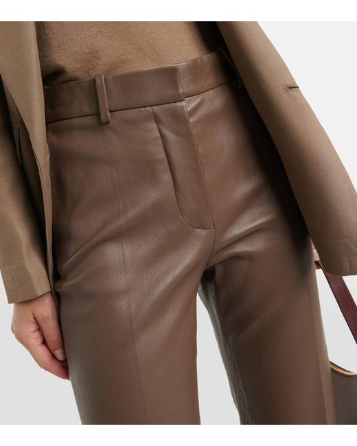 Joseph Brown Coleman Mid-rise Straight Leather Pants