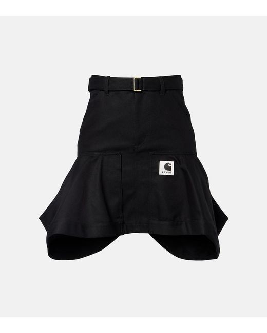 Sacai Black X Carhartt Cotton Canvas Miniskirt