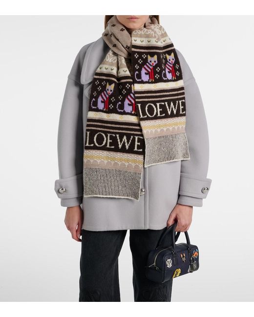 Loewe White X Louis Wain Fair Isle Wool-Blend Scarf