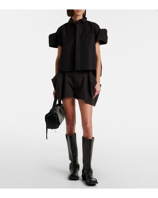Sacai Black Striped Bermuda Shorts