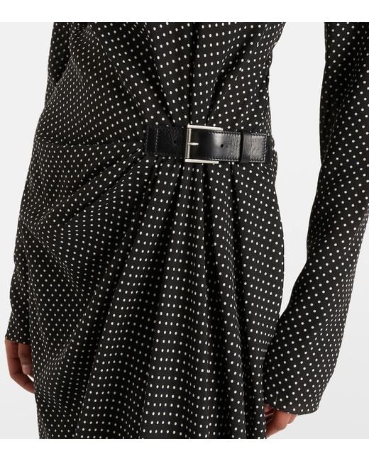 Tom Ford Black Polka-Dot Silk Midi Dress