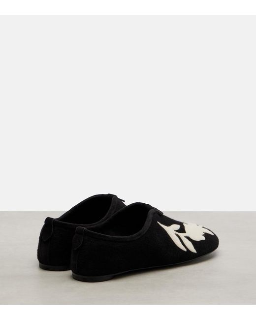 Loro Piana Black Floaty Embroidered Flats