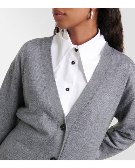 Jil Sander Gray Wool Cardigan
