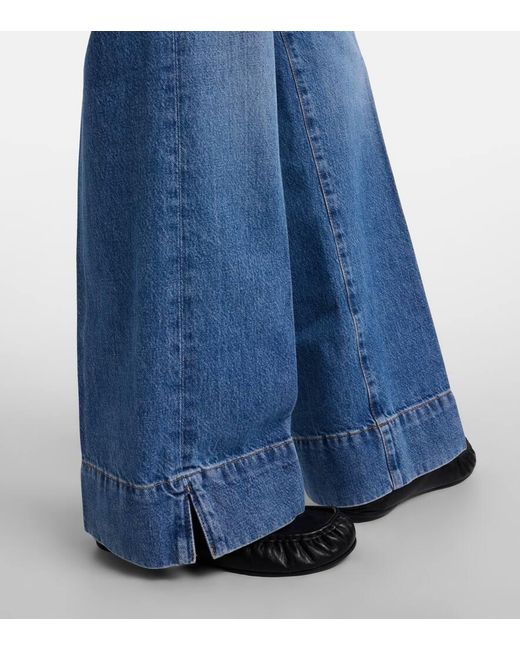 FRAME Blue Slice High-Rise Flared Jeans