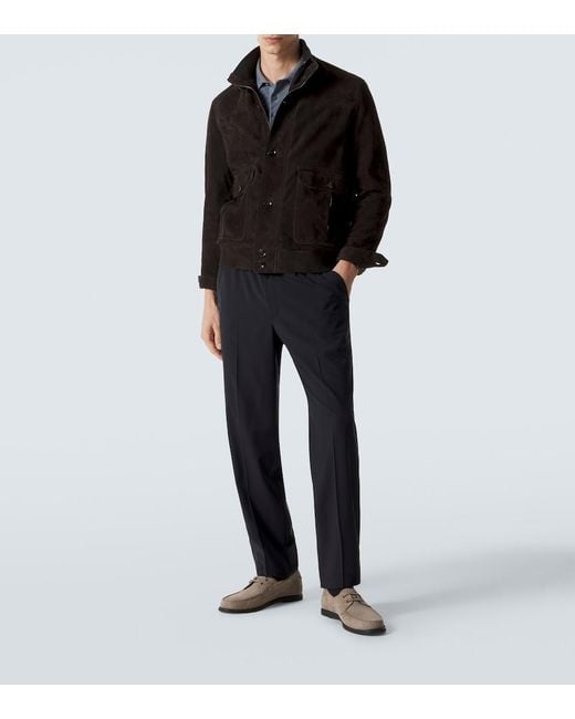 Brioni Blue Asolo Wool Straight Pants for men
