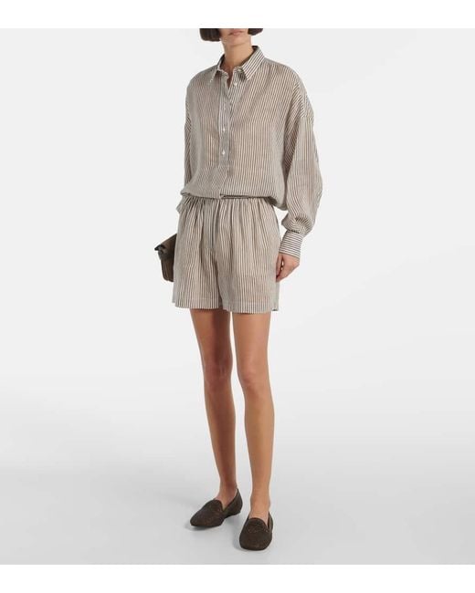 Brunello Cucinelli White Shorts Aus Leinen Und Seide