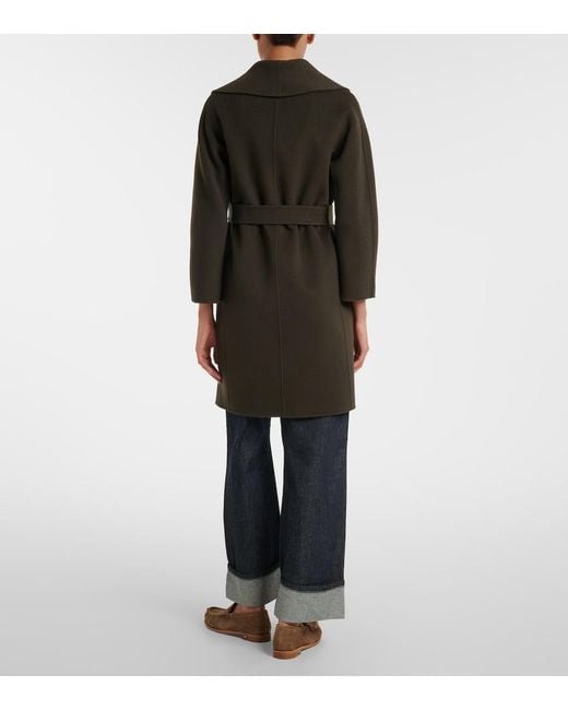 Max Mara Black Virgin Wool Wrap Coat