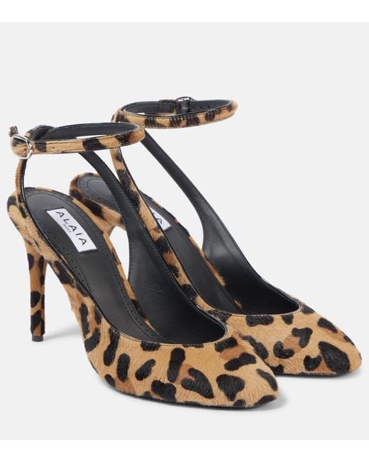 Alaïa Metallic Decollete 90 Calf Hair Slingback Pumps