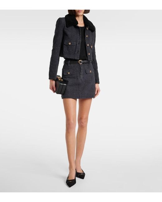 Self-Portrait Blue Embellished Cropped Denim Jacket