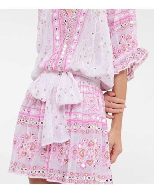 Juliet Dunn Pink Broderie Anglaise Cotton Minidress