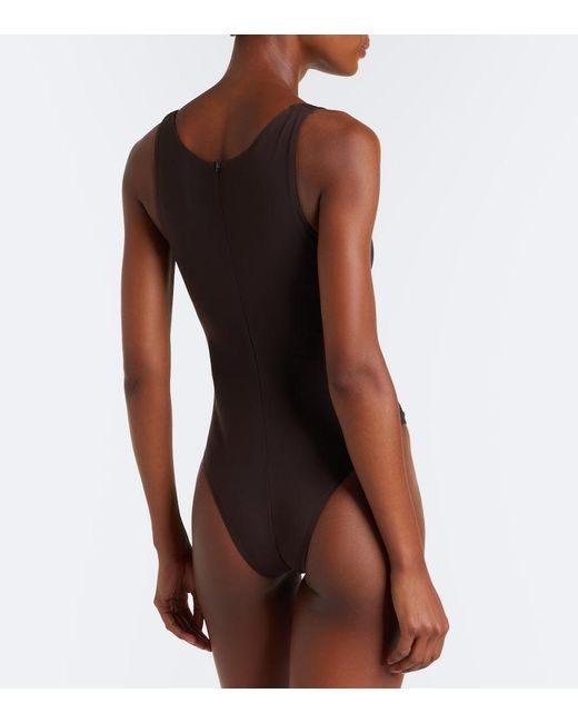 Alex Perry Brown Gathered Mesh Bodysuit