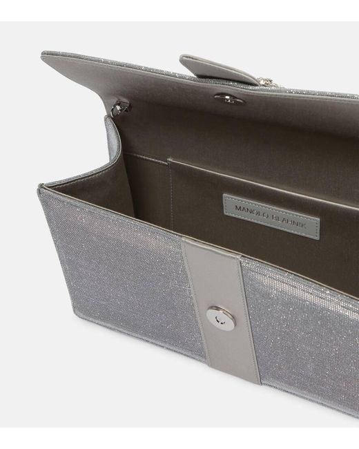Clutch Capri Glitter Con Cristalli di Manolo Blahnik in Gray