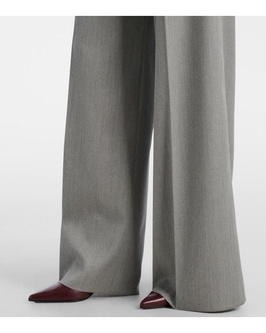 Max Mara Gray Baden Virgin Wool Wide-Leg Pants