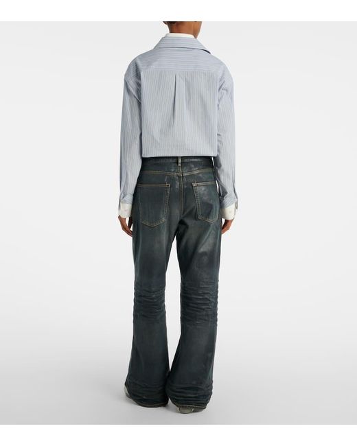 Acne Blue Glossy Mid-Rise Wide-Leg Jeans