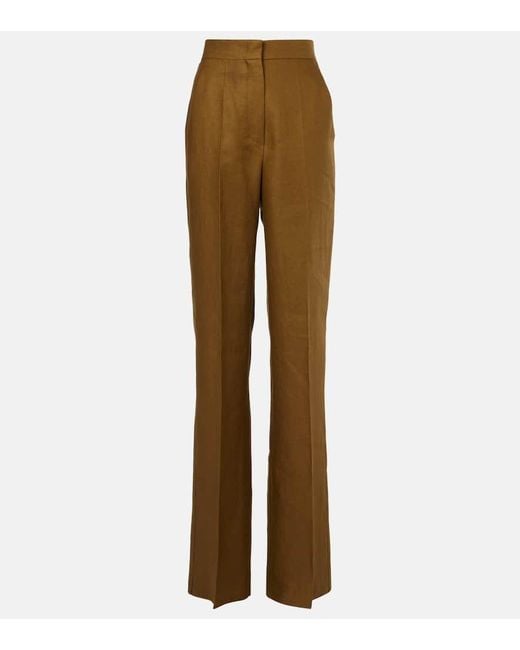 Pantalones Anchos Aversa De Tiro Alto Con Logo Max Mara de color Brown