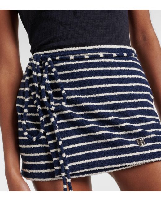 Givenchy Blue Striped Cotton-blend Terry Wrap Skirt