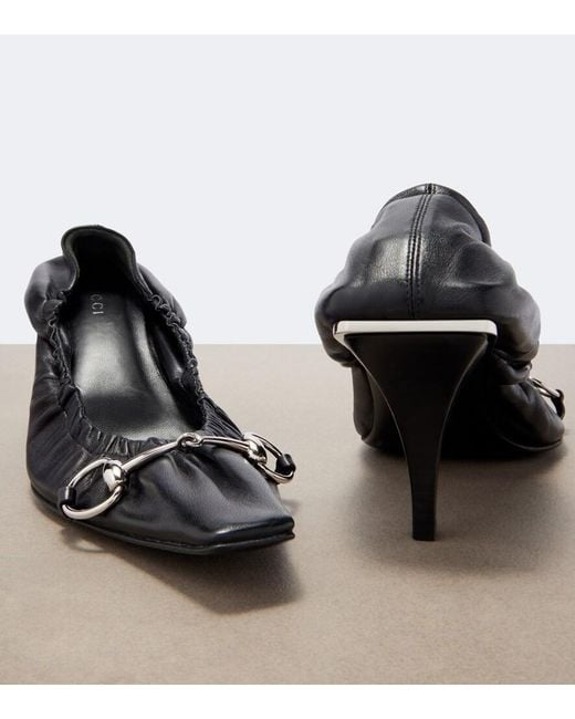 Gucci Black Vittoria Horsebit Leather Pumps