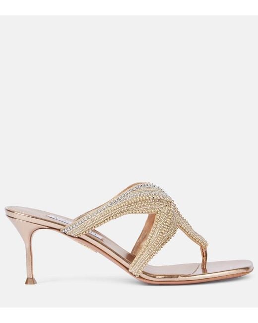 Aquazzura Metallic Reef Star 65 Leather Sandals